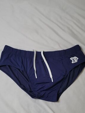 Louis Vuitton Navy Blue Men's Swim Briefs with White Drawstring